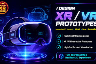 design xr VR ar product prototype, 3d headset game design in 3d blender, unity