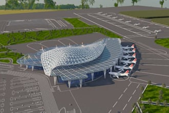 do 3d airport exterior design, hangar modeling, control tower, lounge rendering