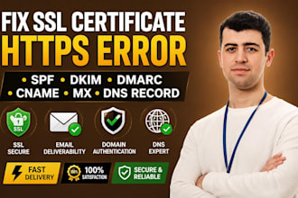 fix SSL certificate https error spf dkim dmarc cname mx dns record
