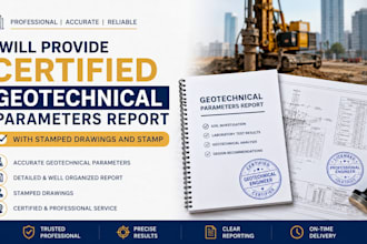 provide certified geotechnical parameters report with stamped drawings and stamp