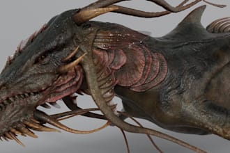 do 3d animal creature monster dragon dinosaur model with rigging and animation