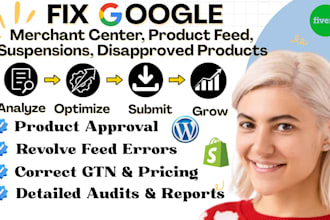 fix google merchant center suspension, disapprovals and product feed errors, gmb