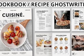 be your cookbook , meal plan book design , recipe book and ebook ghostwriter