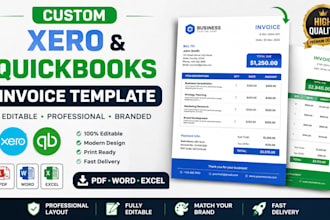 design xero quickbooks invoice template editable PDF word excel