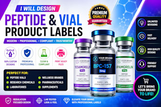 peptide vial label design, peptide vial label, product label design, sarms label