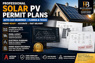 design pv solar permit plans, load calculation in autocad for florida and texas