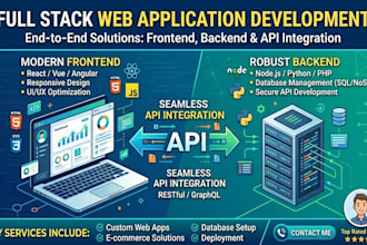 develop full stack web app, frontend and backend development, api integration