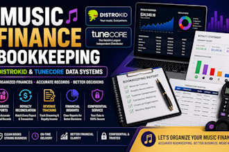music finance bookkeeping using distrokid, tunecore data systems
