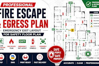 design egress plan, fire escape plan emergency exit layout for safety floor plan