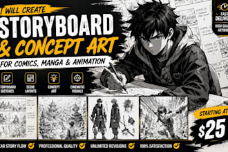 create storyboard sketches and concept art for comics and manga