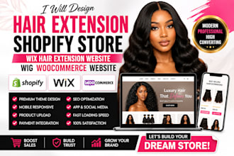 hair extension shopify store wix hair extension website wig woocommerce website