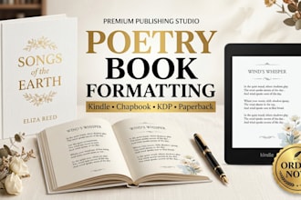 format, design poetry book, poem chapbook, and self help kindle ebook for KDP