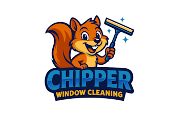 design squirrel character window cleaning logo