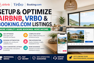 setup and optimize airbnb vrbo and booking com listings