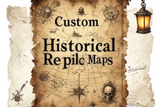 illustrate authentic, hand crafted style historical maps