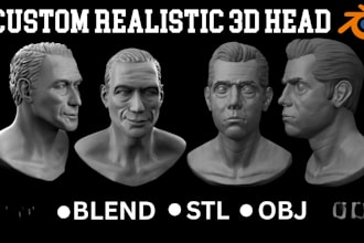 sculpt realistic 3d head model 3d printable character 2d to 3d head model
