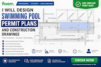 create swimming pool site plan and 3d pool design, permit ready
