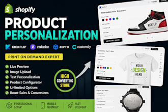 personalize product on kickflip zakeke, zepto customily shopify print on demand