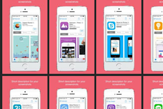 design amazing modern app store screenshots for moblle apps, android and IOS, PC