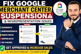 fix google merchant center suspension merchant center misrepresentation issues
