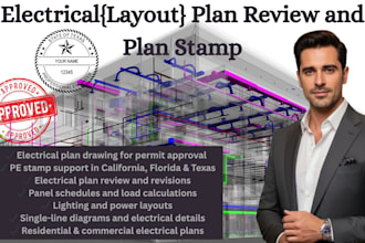 do california, florida, texas electrical plan, review and pe stamp for approval