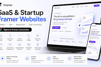 saas website design and startup landing page portfolio figma to framer developer