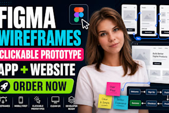 create figma wireframes and clickable prototype for your app or website