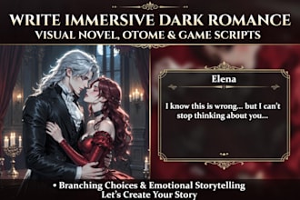 write immersive dark romance visual novel, otome, and interactive game script