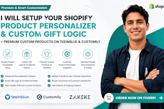 setup shopify product personalizer premium custom products teeinblue customily
