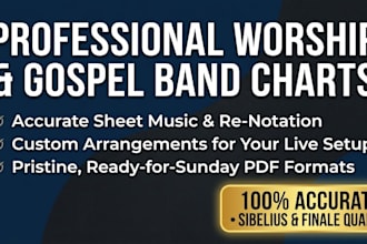 create gospel worship band charts or do sheet music re notation