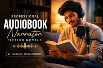 narrate or edit and master fiction  novel audiobook, male narrator for acx
