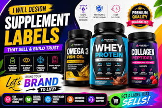 supplement label design, bottle label design, vitamin label, packaging design
