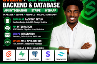 svelte supabase backend database supabase api integration stripe supabase webapp