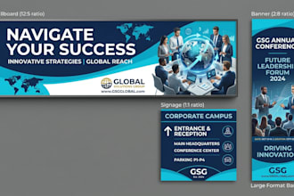 design a professional billboard, signage and large format banner