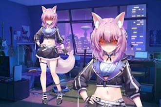 draw anime live2d vtuber model, vtuber avatar, quality rigging for vtube studio
