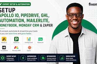 setup apollo io pipedrive ghl automation mailerlite honeybook monday crm zapier