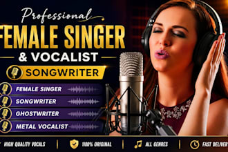 sing powerful female rock singer, female pop singer, rock vocalist, custom song