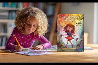 illustrate animal adventure children book cute art style