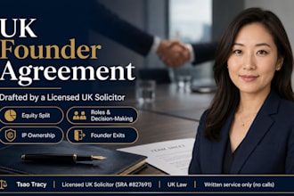 draft a UK solicitor founder agreement for new startup co founder contract UK