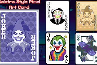 create custom balatro style pixel playing card, 2d sprite card art, playmat