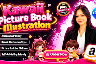 draw cute kawaii illustration, chibi art, picture book for kdp