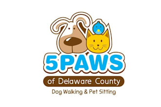 design fantastic logo for five paws pet of delaware county