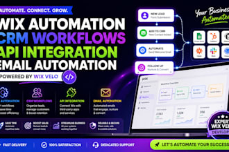 build wix automation, CRM workflows, API integration, email automation wix velo