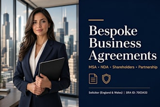 draft your msa, nda, shareholder, or partnership agreement as a UK solicitor