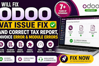 fix odoo vat issue fix and correct tax report invoice error and module errors
