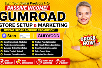 setup gumroad store and promote your digital products, market your gumroad ebook