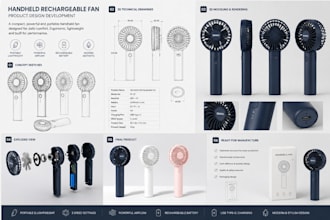 do 3d product design for portable rechargeable fan