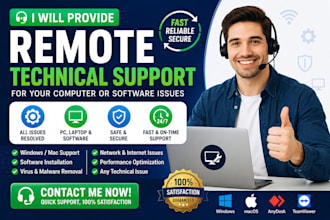 provide remote pc troubleshooting and IT support