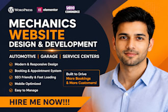 build mechanics website, automotive website, garage website with SEO and booking