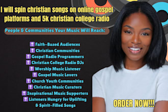 spin christian songs on online gospel platforms and 5k christian college radio